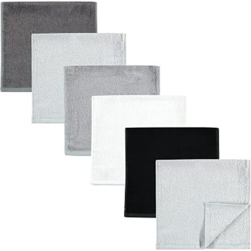 Hudson Baby Unisex Baby Rayon Burpcloth 6pk, Black White, One Size