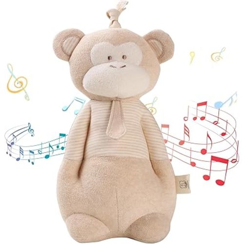 COTTONEBEBE Organic Baby Toys, Stuffed Animal Toy with Lullaby Music for Infant Babies 0 3 6 12 to 36 Months Boy & Girl,Ideal Gift for Newborn, Monkey