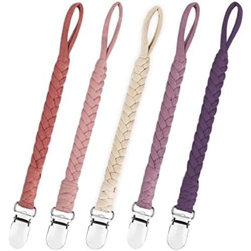 Braided Pacifier Clip for Boys & Baby Girl, Binky Clips Pacifier Holder 100% Handmade Teething Straps Unisex Design
