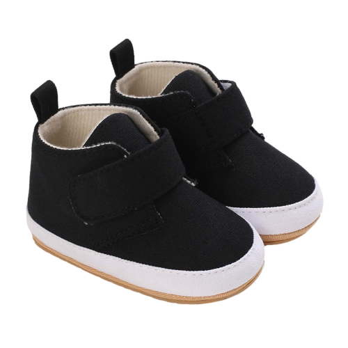AJTQTH High-Top Sneakers for Boys Baby Toddler Canvas Shoes Hook&Loop Straps Shoes Thick Soled Anti-Slip Walking Shoes Summer and Fall Casual Shoes for First Walkers Black 0-3 Months