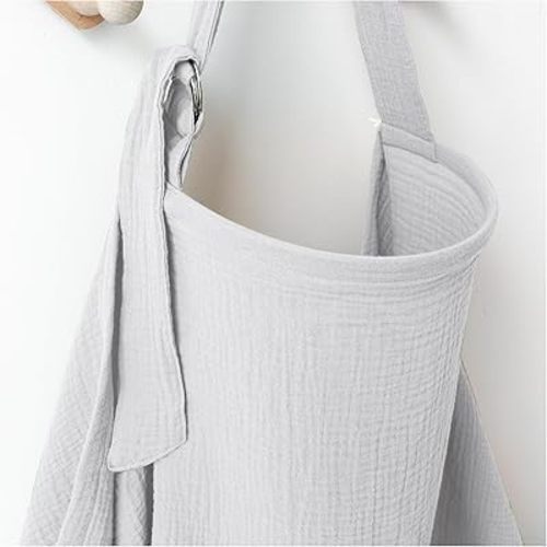 Muslin Nursing Covers for Breastfeeding, Privacy Breast Feeding Cover with Arch Neckline for Mom and Baby, Breathable 100% Cotton Nursing Apron Multi-use Stroller Cover