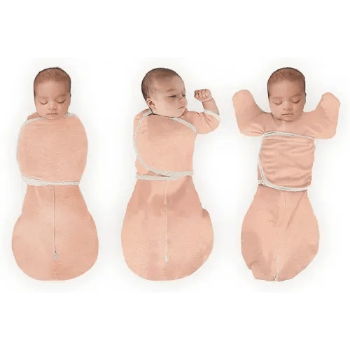 SwaddleDesigns 6-Way Omni Swaddle Sack Arms Up Swaddle for Newborn, More Options to Calm Startle Reflex, Improves Sleep, Easy Transition Baby Sleep Sack, Small, 0-3 Mo, 6-12 lbs, Heathered Peach Blush