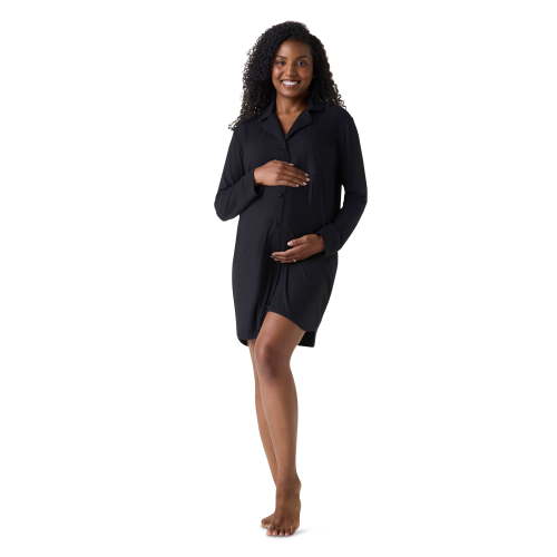Ingrid & Isabel For Every Belly Women's Maternity Rib Button Down Sleepshirt, Sizes S-XXXL