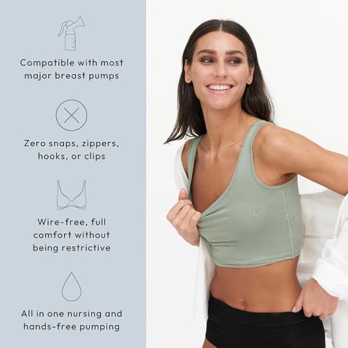 Larken Hands Free Pumping Bra for Breastfeeding | Breast Pump - Maternity Bras for Pregnancy, Pumping & Nursing Bra in One