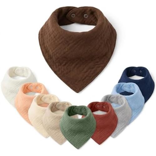 Mère & Moi Muslin Baby Bandana Bibs – 100% Cotton, Soft & Absorbent Drool & Teething Bibs