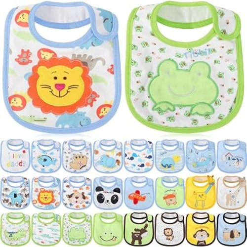 HooLing 24 Pcs Baby Bibs for Boys Toddler Bulk