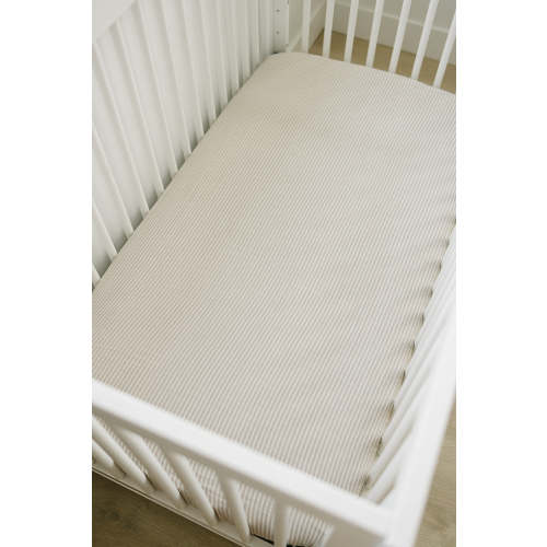 Taupe Stripe Muslin Crib Sheet