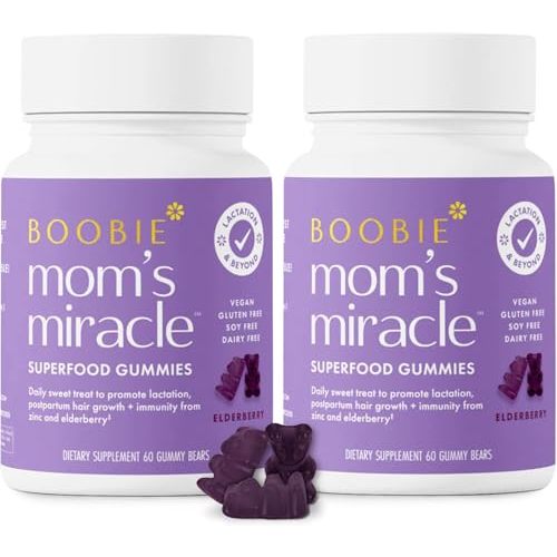 Boobie Moms Miracle Lactation Support Gummies | Milk & Hair Booster 120 Ct
