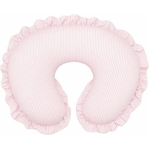 Hooyax Nursing Pillow Cover, 100% Cotton Breastfeeding Pillow Cover for Newborn Baby Boys and Girls, Soft and Breathable Classic Striped Slipcover Replacement, Hidden Zipper, Ruffled Design, Pink