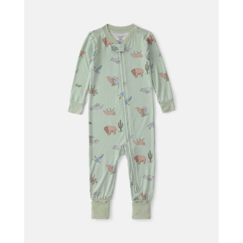 Baby Boy 1-Piece Animals PurelySoft™ Snug Fit Pajama - Green | Carter's