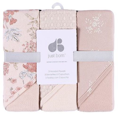 Just Born Baby 3-Pack Hooded Towels