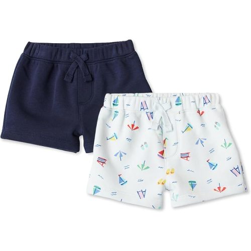 Amazon Essentials x Sofia Grainge Toddlers and Baby Boys' Pull-On Knit French Terry Shorts, Pack of 2