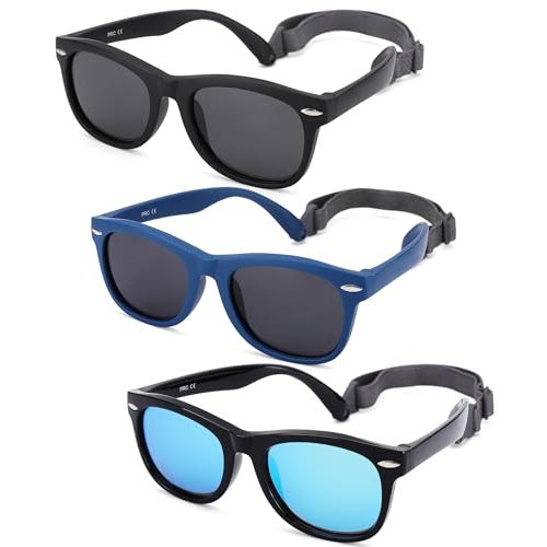 Polarized Baby Sunglasses with Strap - Unbreakable Flexible Infant Sunglasses for Toddlers Age 0-24 Months