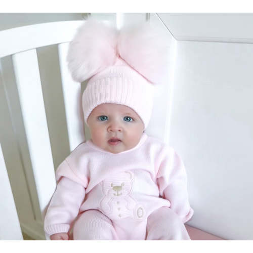 Pink Double Pom Hat