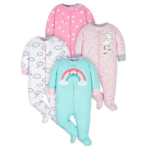 Gerber baby-girls 4 Pack Sleep N' Play Footie