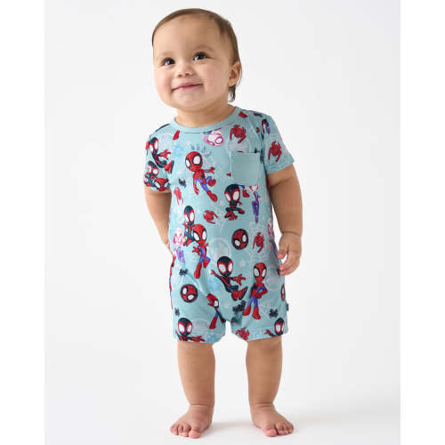 Spidey & Friends Tiny Webs Pocket Shorty Romper | Little Sleepies