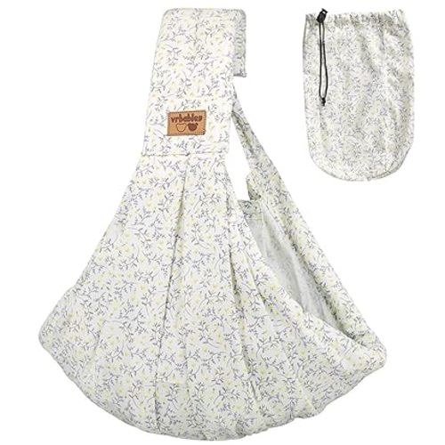 Baby Sling Carrier Newborn, Adjustable Easy Wearing Baby Nursing Warp Sling, New Mom Dad Soft Cotton Baby Front Holder Carrier for Infant Toddler Life Travel Essential Gifts (Yellow Flower)