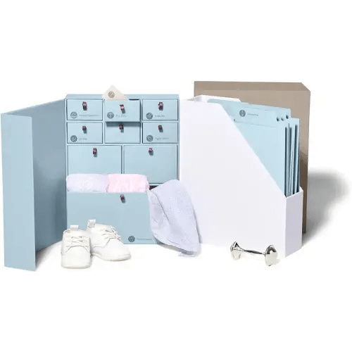 Savor | The Original Deluxe Baby Keepsake Box | Fabric Bound Acid-Free Gender-Neutral Minimalist Newborn Keepsake and Memory Organizer with Labels | for Pregnancy, Mother’s Day, Baby Shower, New Baby