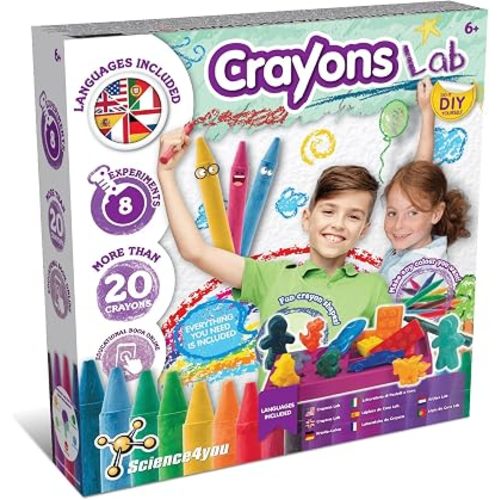 Science4you Crayons Lab – Make Your own Crayons for Kids Age 6+, Fun Shapes: Dinosaur, Unicorn, Car, Paint Sticks, Creative & Colouring Arts & Crafts Kit, Toy Gift for Boys & Girls Age 6 7 8 9+