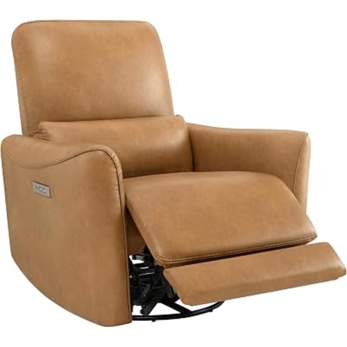 CHITA Power Swivel Glider Recliner Chair, Tall-Wide, Cognac Brown