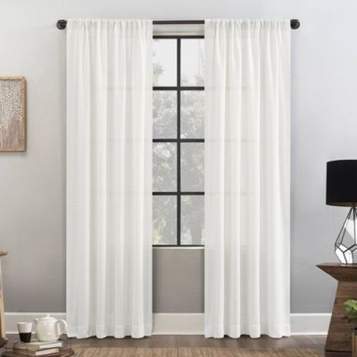 Waffle Texture Anti-Dust Light Filtering Curtain Panel White - Clean Window: Modern White Textured