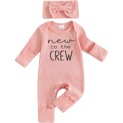 allshope Infant Baby Girl Fall Outfit Sweatshirt Romper Little Sister Lil Sis Long Sleeve Jumpsuit Newborn Clothes