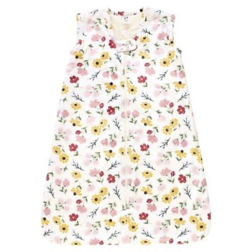 Hudson Baby Infant Girl Plush Faux Fur Sleeping Bag, Wearable Blanket, Soft Painted Florals