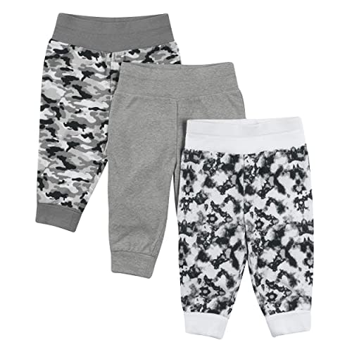 Hanes Pants, Flexy Soft Knit Pull-on Sweatpants, Stretch Joggers for Babies & Toddlers, 3-Pack