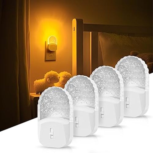 Led Night Lights Plug into Wall, 4 Packs Amber Dimmable Dusk to Dawn Night Light for Bedroom, Kids Room, Bathroom