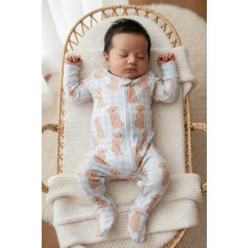 Golden Retriever Bamboo Baby Zipper Romper: Dog Newborn Coming Home Outfit