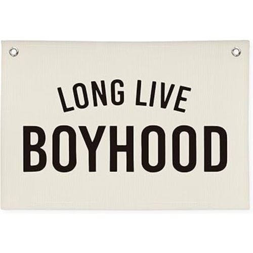 Boy Room Decor,Long Live Boyhood Canvas Banner Nursery Playroom Wall Decor for Boys Bedroom Toddler Decorations Teen Boy Room Decor,Playroom Decor Wall Hanging Flag Canvas Banner 30x20 Inch
