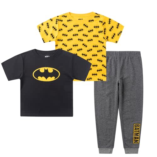 BATMAN Boys 3 piece T-Shirt and Pants Set for Toddlers and Big Kids