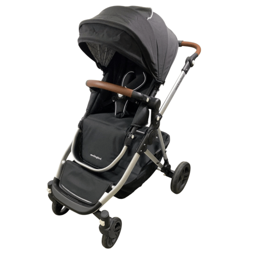 Mockingbird Single to Double 2.0 Stroller, 2025, Black, Silver With Penny Leather, Windowpane