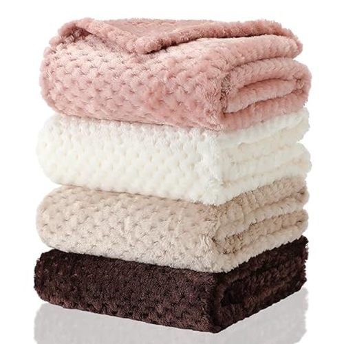 Frienda 4 Pcs Baby Fuzzy Blanket Fluffy Baby Blanket for Boys Girls Soft Warm Infant Newborn Toddler Receiving Nursery Bed Supplies, 32 x 24 Inch(Lovely Color)