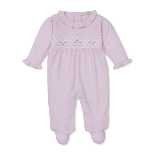 Kissy Kissy Smocked Footie Pink - Spoiled Sweet Boutique - Spoiled Sweet Boutique