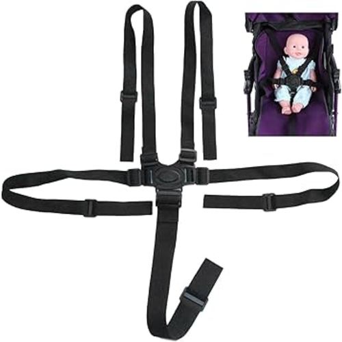 Universal 5 Point Harness Strap, Adjustable Harness Belt, Safety Harness Seat Belt for High Chair/Pushchair/Stroller, Full Protection Child Kid Harness Belt