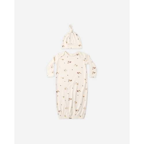 Bamboo Baby Gown + Hat Set Woodland