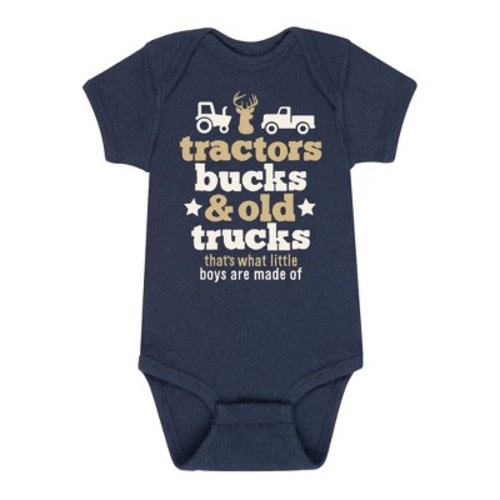 Boys' Country Casuals Tractors Bucks And Old Trucks Baby Graphic One Piece - Navy - Newborn