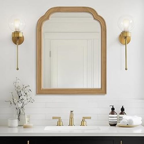 WallBeyond Wood Frame Wall Mirror Decor for Entryway, Living Room or Bedroom Home Decor - Light Woodgrain 16" x 20" Natural Color