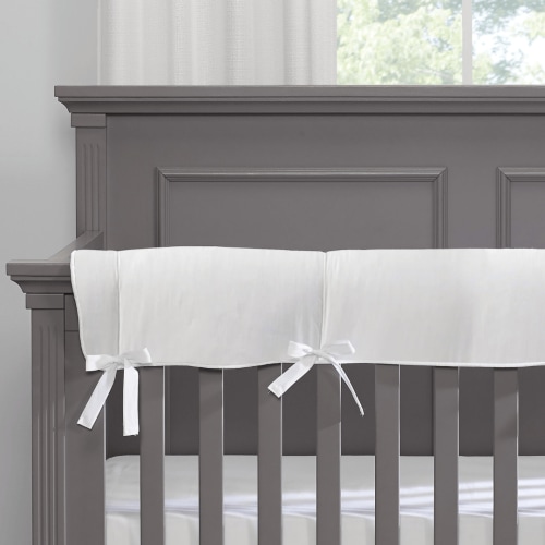 White Cotton Crib Rail Cover (White Trim)