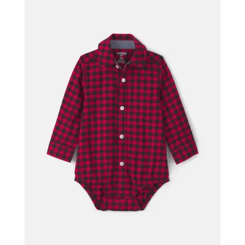 Baby Boy Buffalo Check Long-Sleeve Bodysuit - Red/Black - OshKosh B'gosh | Carter's