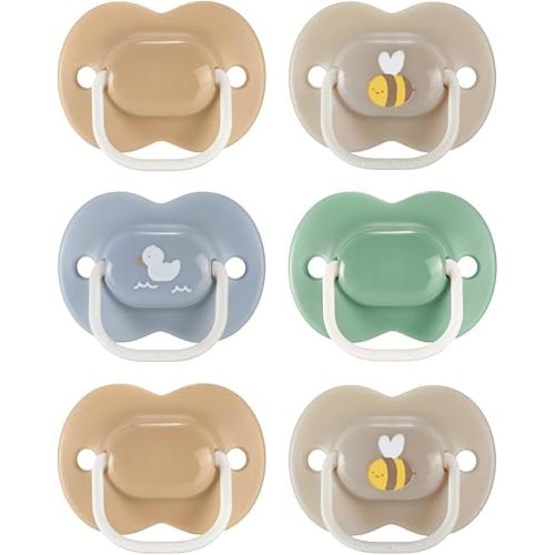 Tommee Tippee Anytime Matte Pacifiers, 18-36 Months, Symmetrical Baglet, BPA-Free Binkies, Blue/Green/Grey, Pack of 6