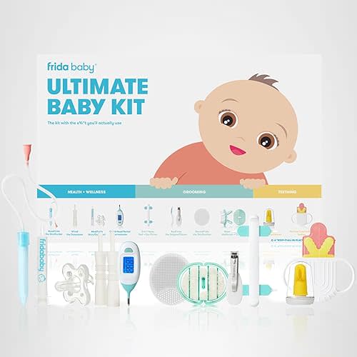 Frida Baby Ultimate Baby Kit, 10 piece New Born Essentials Gift Set Includes Wellness Sick Day, Gas Relief, Grooming Tools & Teething Toys