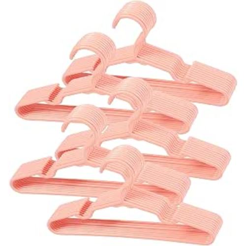 50 Pack Pink Baby Nursery Closet Hangers,Kids Plastic Hangers,Non-Slip Laundry Infant Pant & Coat Hangers for Newborn Clothes,Ultra-Thin Child Clothes Hangers for Girls Boys Toddler Kids