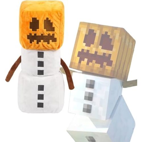 Mycraft Plushies Pixel-Style Game Basic Plush Mineworld Character Soft Toy, Video Game-Inspired Collectible Plushies (Snow Golem)