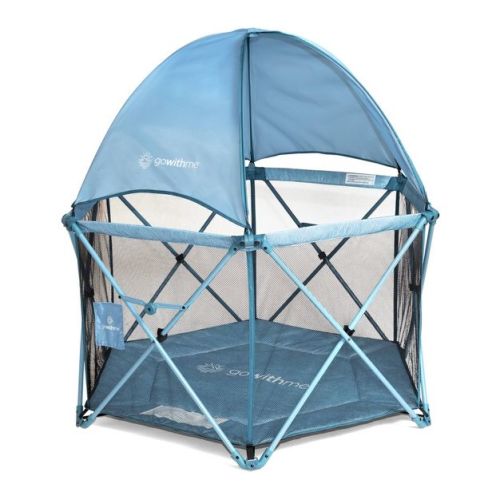 Baby Delight Go With Me Deluxe Eclipse Portable Playard with Canopy and Pad - Blue Wave: Carrying Bag, Steel Frame