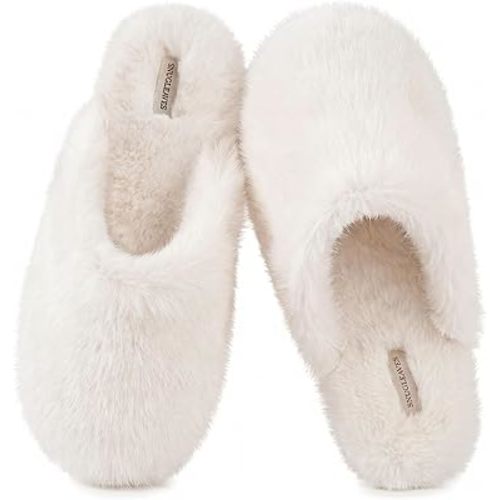 Snug Leaves Women's Fuzzy Scuff Slippers Soft Comfy Memory Foam Non-slip Indoor House Shoes