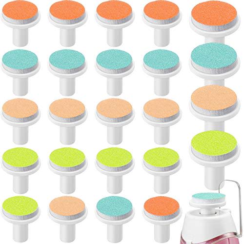 24 Pieces Baby Nail File Pads Nail Trimmer Replacement Pads Electric Baby Nail Grinding Heads for Standard Electric Kid Nail Trimmer Suits to Newborn Infant Toddler (Pink, Light Blue, Green, Orange)