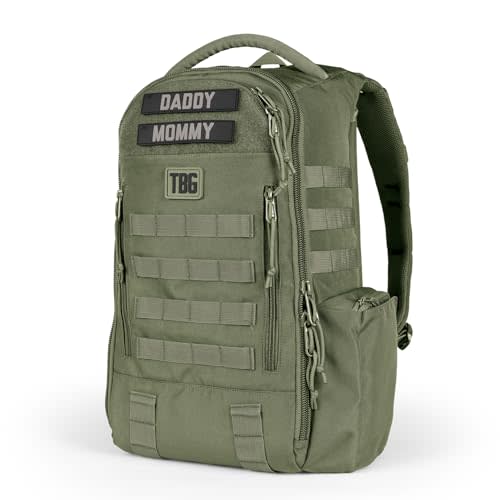Tactical Baby Gear Daypack Tactical Diaper Bag Backpack for Dads - MOLLE compatible, Built-in Changing Mat, Stroller Straps (Ranger Green 4th Gen)