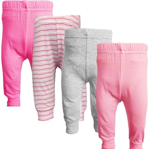 123 Bear Infant and Toddler Soft Cotton Spandex Boys and Girls Pants Multipacks